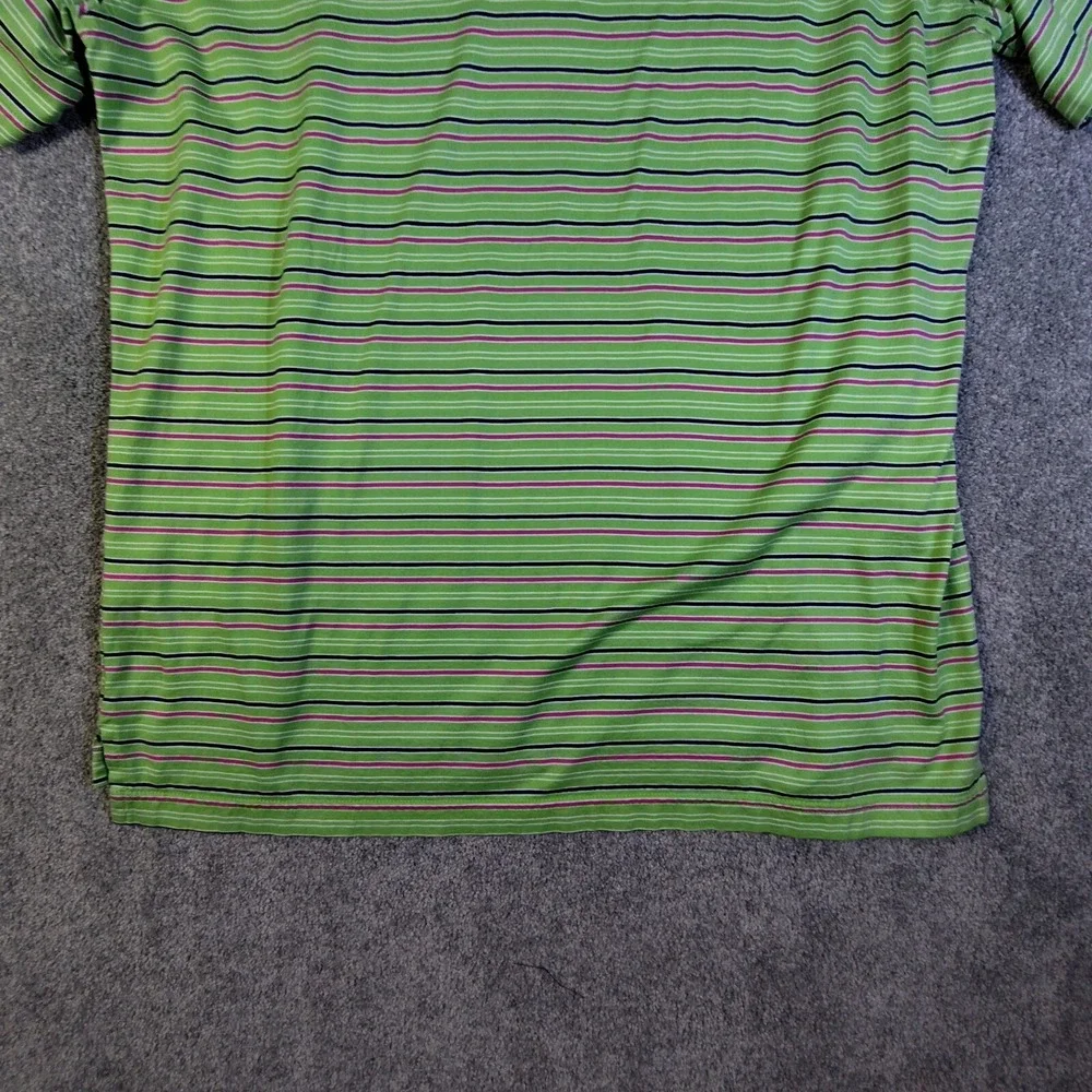 Carnoustie Performance Golf Polo Mens Medium Striped Green Short Sleeve Shirt